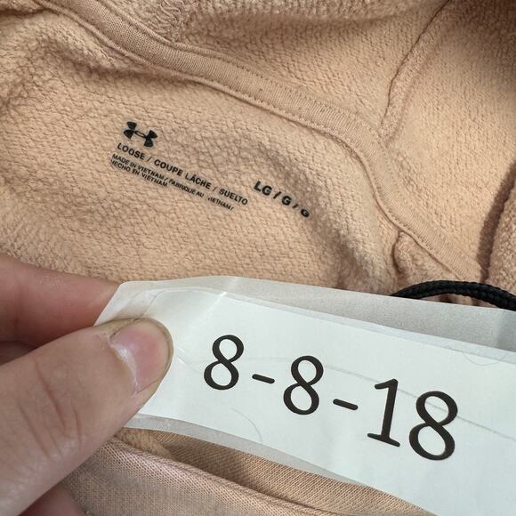 Under Armour Hoodie‎ Womens Large Pink Loose Knit Rival Fleece Sweater - Picture 4 of 10